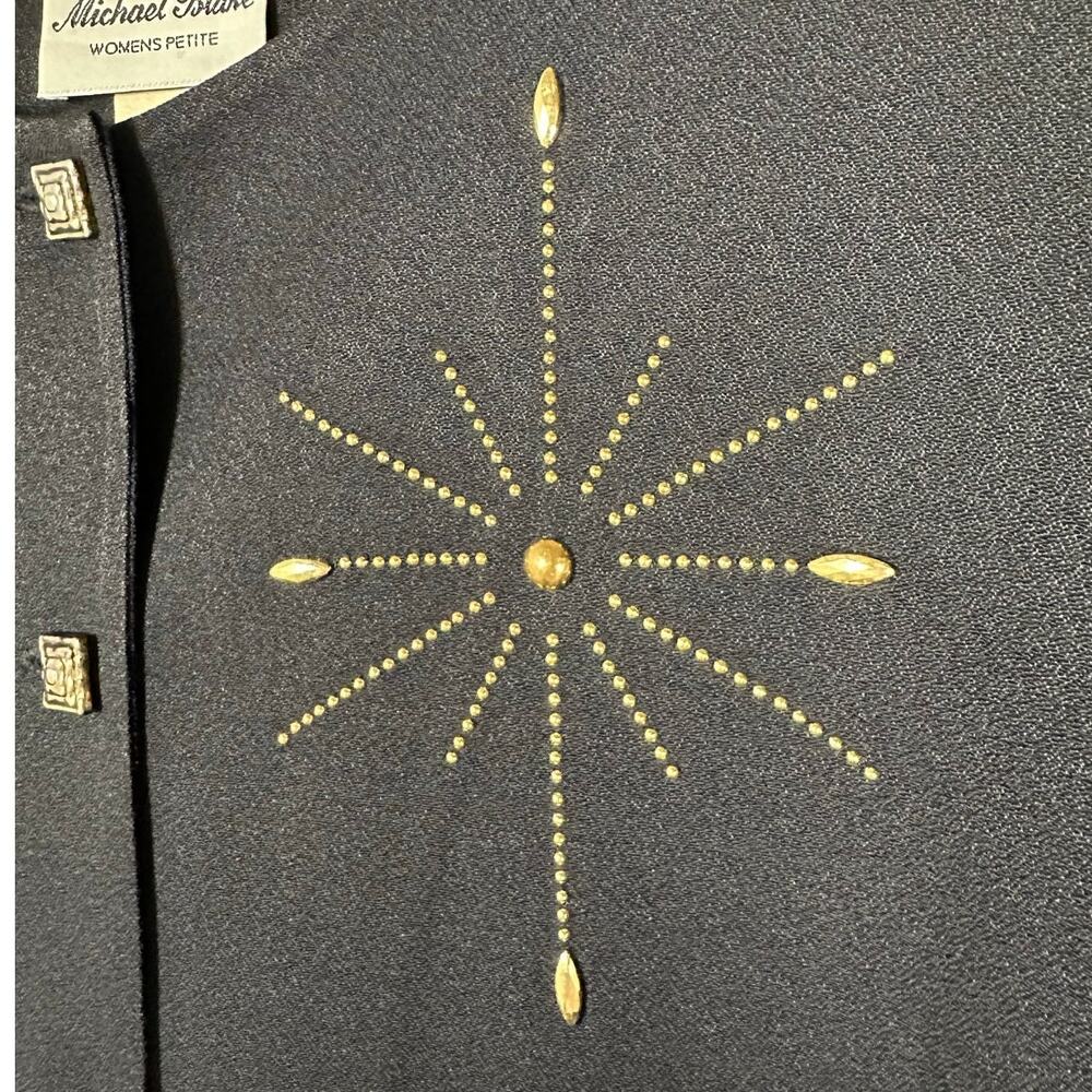 Vintage Michael Blake Black & Gold Embellished 2 Piece Suit Set Women's 18P - Picture 4 of 7
